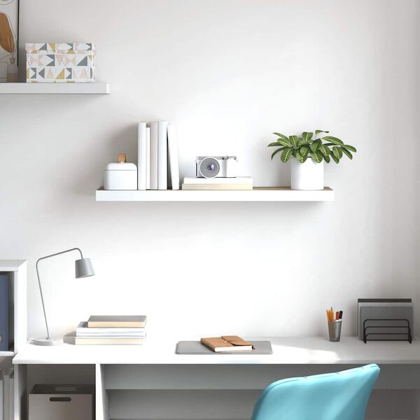 vidaXL Floating Wall Shelf Oak and White 80x23.5x3.8 cm MDF