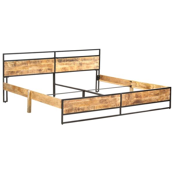 vidaXL Bed Frame without Mattress Solid Rough Mango Wood 200x200 cm
