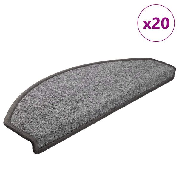 vidaXL Stair Mats 20 pcs 65x24x4 cm Dark Grey Half Round Large
