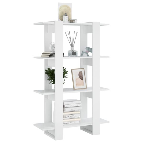vidaXL Book Cabinet/Room Divider High Gloss White 80x30x123.5 cm