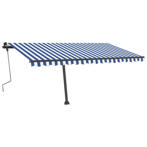 vidaXL Freestanding Manual Retractable Awning 400x300 cm Blue/White