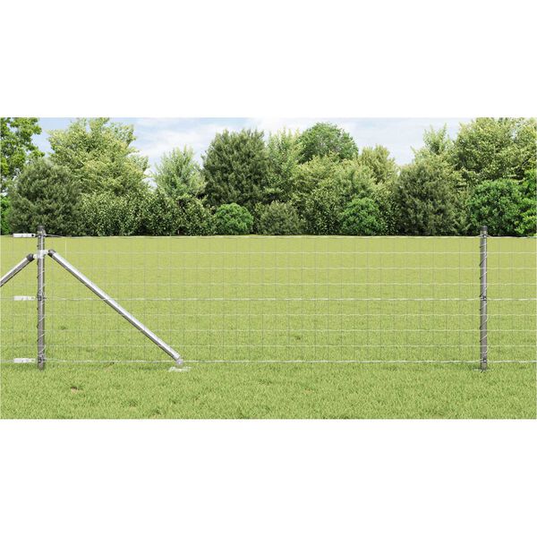 vidaXL Fence with Post Silver 0.4 x 10 m Steel