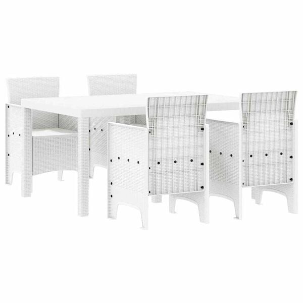 vidaXL Garden Dining Set 5 pcs White Polt rattan