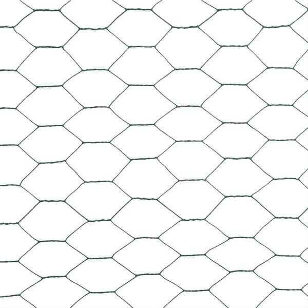 vidaXL Chicken Wire Fence Steel with PVC Coating 25x1.5 m Green