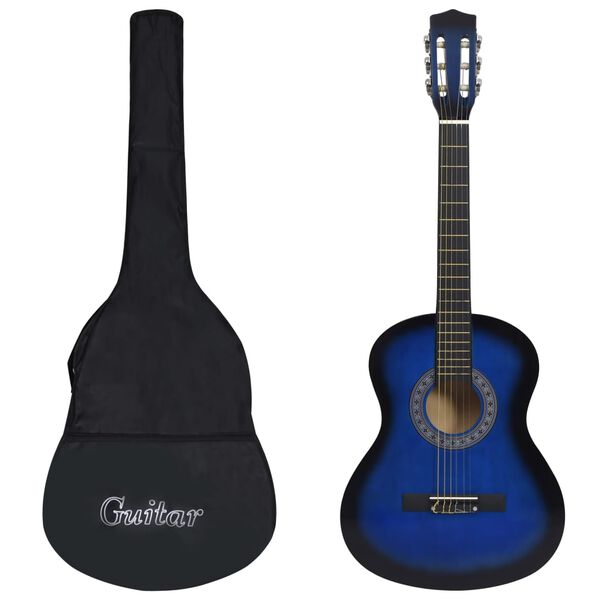 vidaXL Classical Guitar for Beginner with Bag Blue 3/4 36"