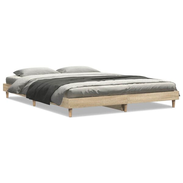 vidaXL Bed Frame without Mattress Sonoma Oak 140x200 cm Engineered Wood