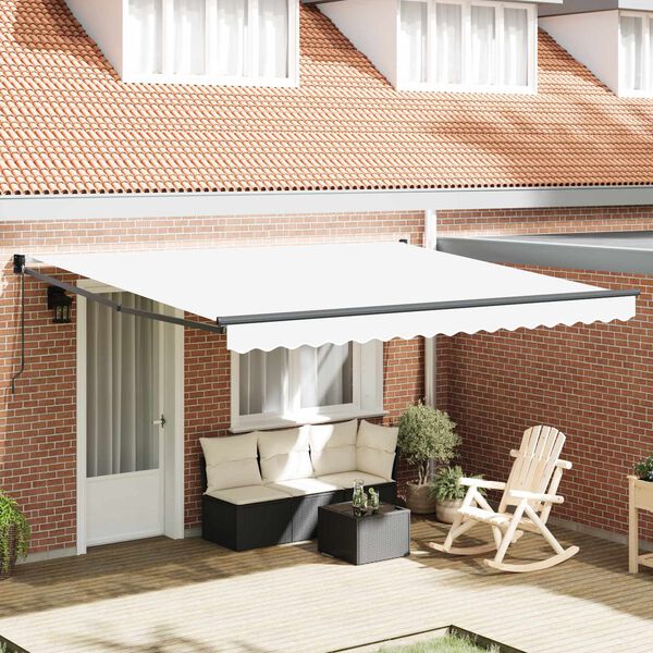 vidaXL Retractable Awning White 400 x 300 cm Polyester and Aluminium