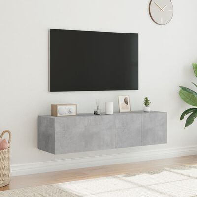 vidaXL TV Wall Cabinets with LED Lights 2 pcs Concrete Grey 60x35x31 cm
