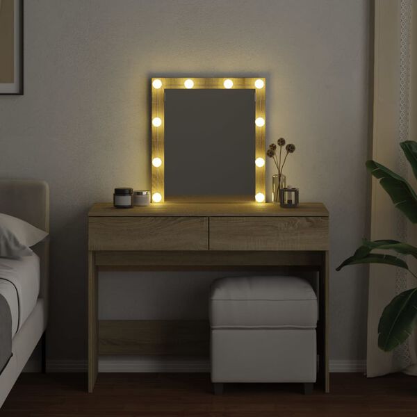 vidaXL Dressing Table with LED Sonoma Oak 100x40x130 cm