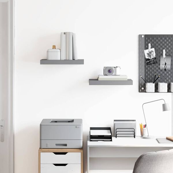 vidaXL Floating Wall Shelves 2 pcs Grey 40x23x3.8 cm MDF