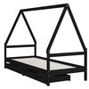 vidaXL Kids Bed Frame with Drawers Black 80x200 cm Solid Wood Pine