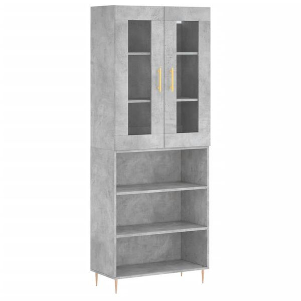 vidaXL Highboard Concrete Grey 69.5x34x180 cm Engineered Wood