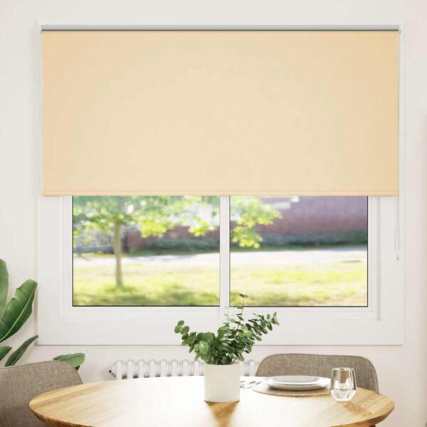 vidaXL Roller Blind Blackout Beige 145x150 cm Fabric Width 141.6 cm Polyester