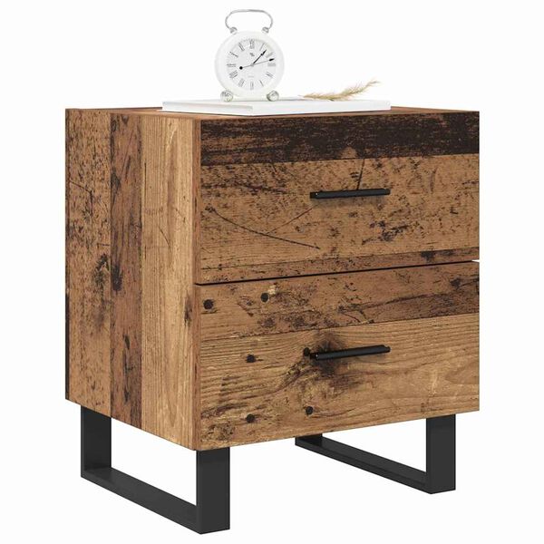 vidaXL Bedside Cabinet 2 pcs Old Wood and Black 40 x 35 x 47.5 cm