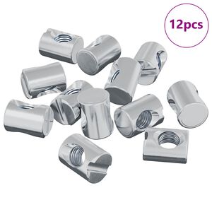 vidaXL Barrel Nuts 12 pcs Silver M6 x 13 mm (Thread Diameter x H)