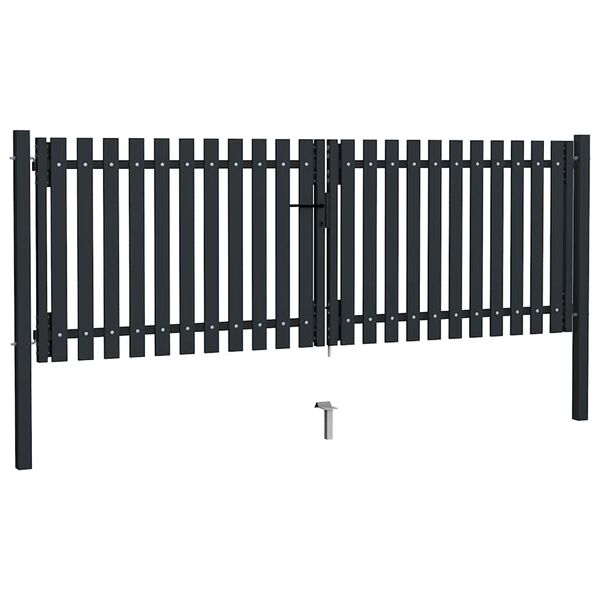 vidaXL Double Door Fence Gate Steel 300x125 cm Anthracite