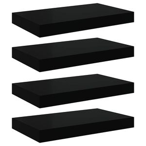 vidaXL Floating Wall Shelves 4 pcs High Gloss Black 40x23x3.8 cm MDF