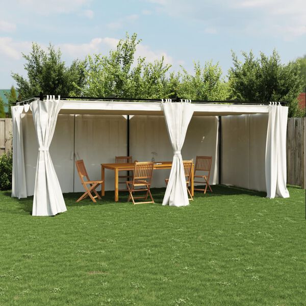 vidaXL Gazebo with Curtains Cream 6x3 m Steel