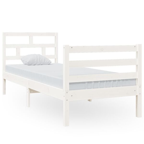 vidaXL Bed Frame without Mattress White 75x190 cm Small Single Solid Wood
