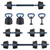 vidaXL 4-in-1 Dumbbell Set Black and Blue 121 x 19.5 x 19.5 cm