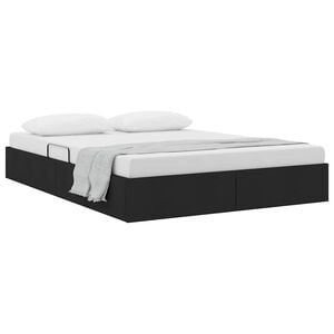 vidaXL Storage Bed with Headboard Black 135 x 190 cm Fabric