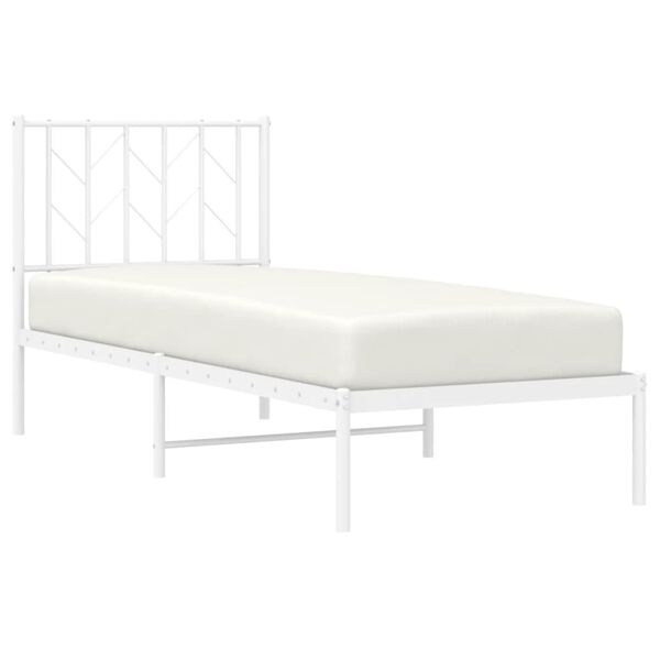 vidaXL Metal Bed Frame without Mattress with Headboard White 75x190cm