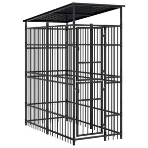 vidaXL Dog Kennel | Black | Powder-coated steel | 1.84 m&sup2; | Durable | Dog Kennel