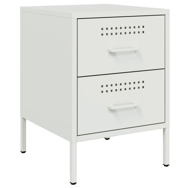 vidaXL Bedside Cabinet White 36x39x50.5 cm Steel