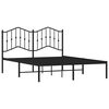 vidaXL Metal Bed Frame without Mattress with Headboard Black 135x190cm