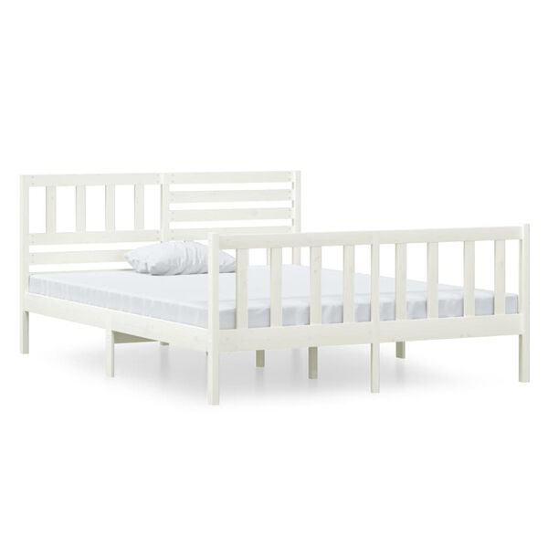 vidaXL Bed Frame without Mattress White Small Double Solid Wood