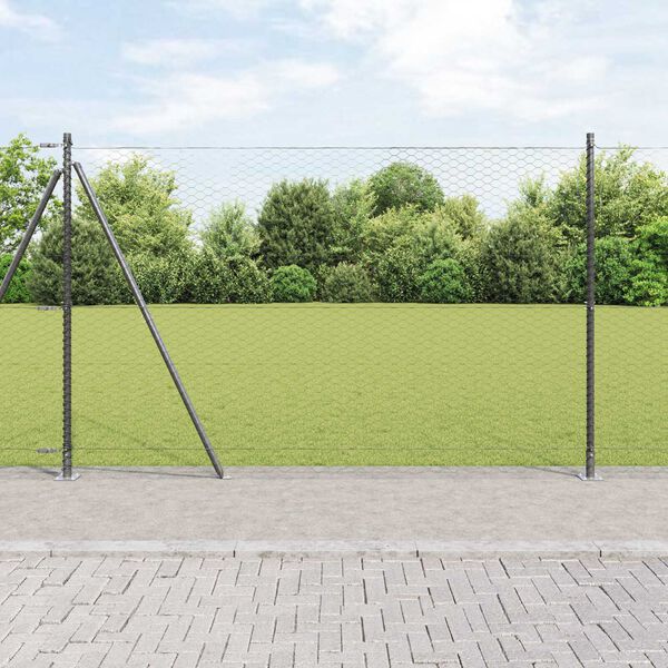 vidaXL Fence Post Grey 10 x 1.5 m (36 mm mesh) Steel and PVC