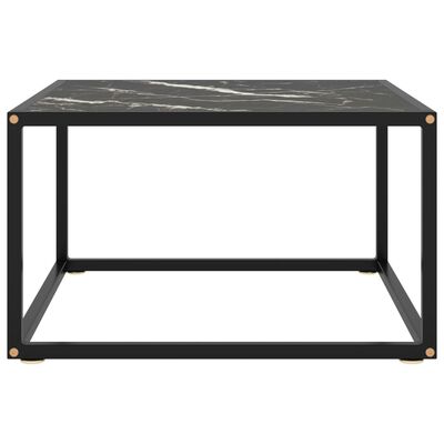 vidaXL Coffee Table Black with Black Marble Glass 60x60x35 cm