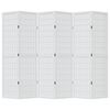 vidaXL Room Divider 6 Panels White Solid Wood Paulownia