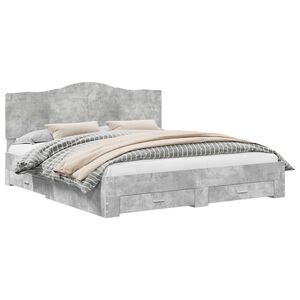 vidaXL Bed Frame Concrete Grey 200 x 200 cm Engineered Wood