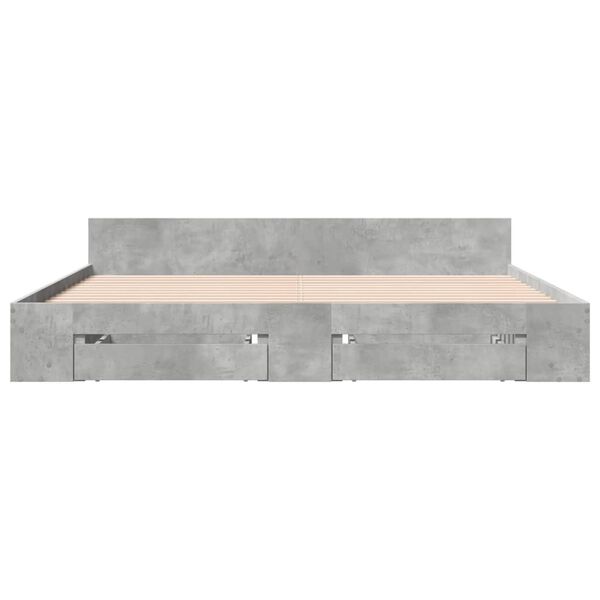 vidaXL Bed Frame with Drawers without Mattress Concrete Grey 200x200 cm