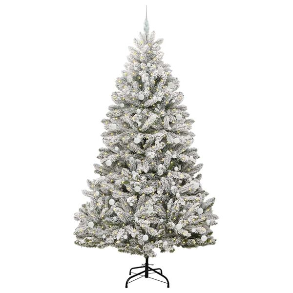 vidaXL Artificial Christmas Tree Green and White 240 cm PVC and Metal