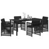 vidaXL Garden Dining Set 5 pcs Black Powder-Coated Steel