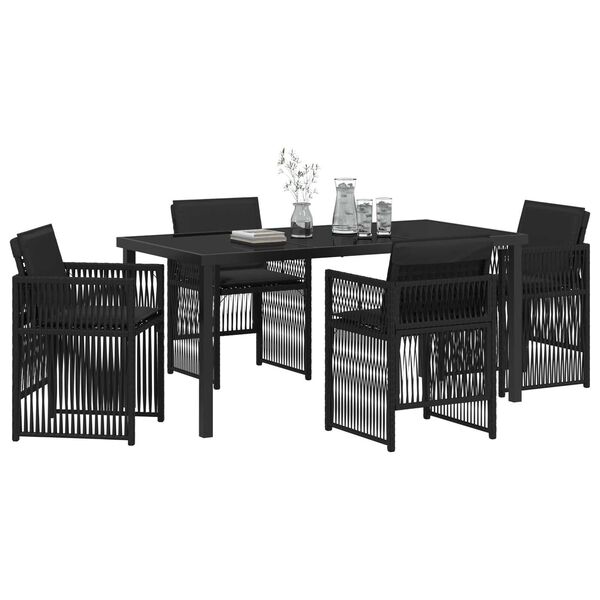 vidaXL Garden Dining Set 5 pcs Black Powder-Coated Steel