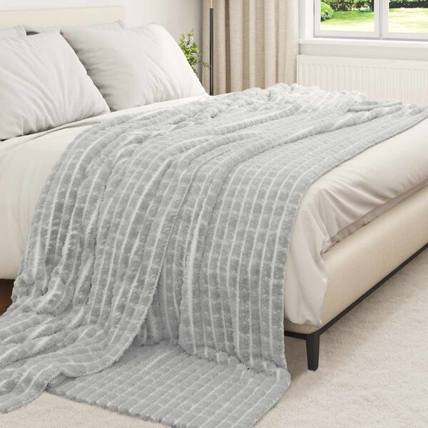 vidaXL Throw Blanket Grey 240 x 220 cm Fleece