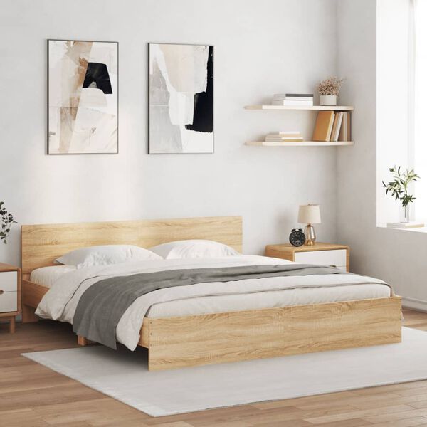 vidaXL Bed Frame without Mattress Sonoma Oak 200x200 cm