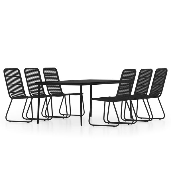 vidaXL 7 Piece Garden Dining Set Black
