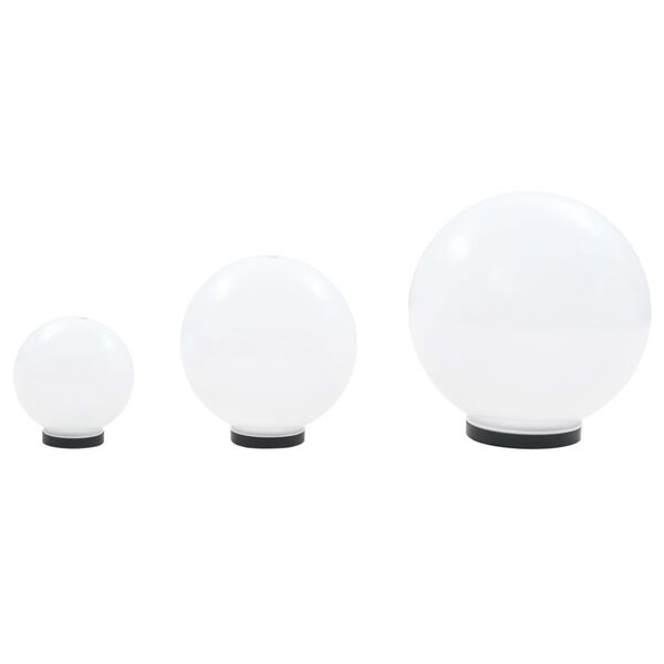 vidaXL LED Bowl Lamp Set 3 Pieces Spherical 20/30/40 cm PMMA