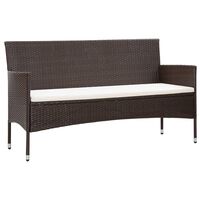 vidaXL 3-Seater Garden Sofa with Cushions Brown Poly Rattan