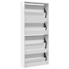 vidaXL Shoe Cabinet with Mirror 4-Layer High Gloss White 63x17x134 cm