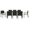 vidaXL Garden Dining Set 9 pcs Black Powder-Coated Steel