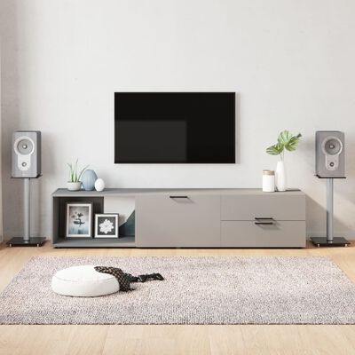 vidaXL Speaker Stands 2 pcs Black&Silver Tempered Glass 1 Pillar Design