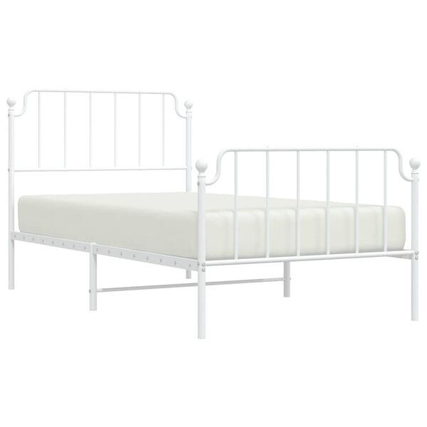 vidaXL Metal Bed Frame without Mattress with Footboard White 100x200cm