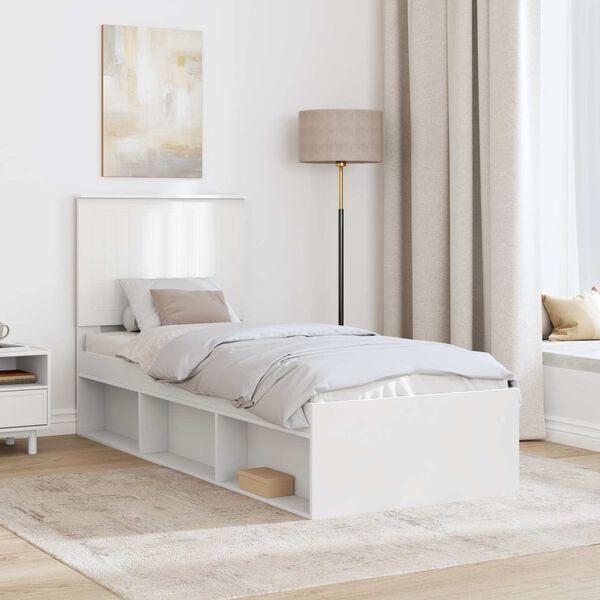 vidaXL Bed Frame with Headboard White 75 x 190 cm Solid Pine Wood