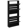 vidaXL Shoe Cabinet with Mirror 4-Layer Black 63x17x134 cm