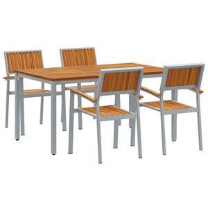 vidaXL Garden Dining Set 5 pcs Grey Solid Acacia Wood